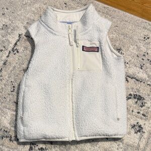 Vineyard Vines Kids White Sherpa Zip Vest